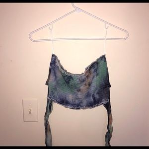 Tie dye tie front tube top